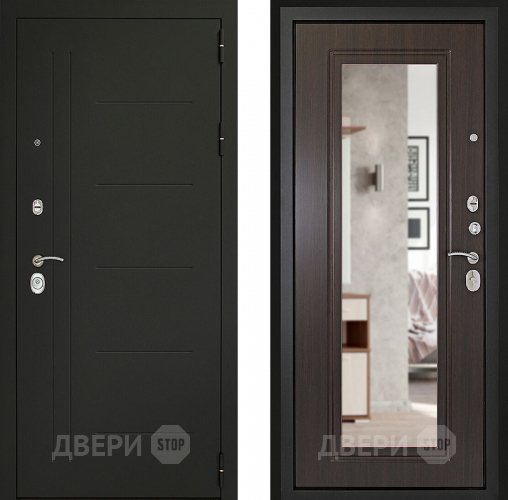 Входная металлическая Дверь (Дверной Континент) Сити - Z 3К с зеркалом Венге в Домодедово