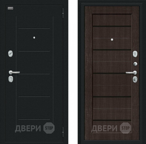 Входная металлическая Дверь Bravo Борн Букле черное/Wenge Veralinga в Домодедово