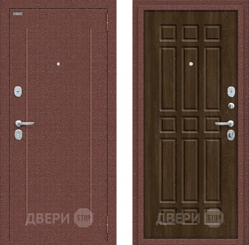 Входная металлическая Дверь Bravo Любо Мини Антик медный/Dark Barnwood в Домодедово