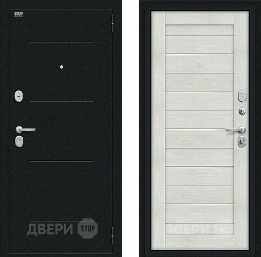 Входная металлическая Дверь Bravo Техно Kale Букле черное/Bianco Veralinga в Домодедово