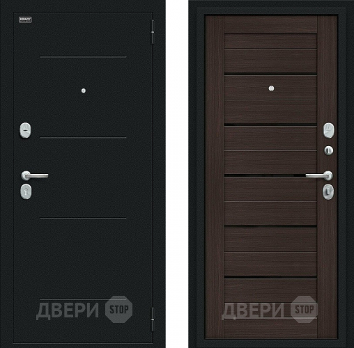 Входная металлическая Дверь Bravo Техно Kale Букле черное/Wenge Veralinga в Домодедово