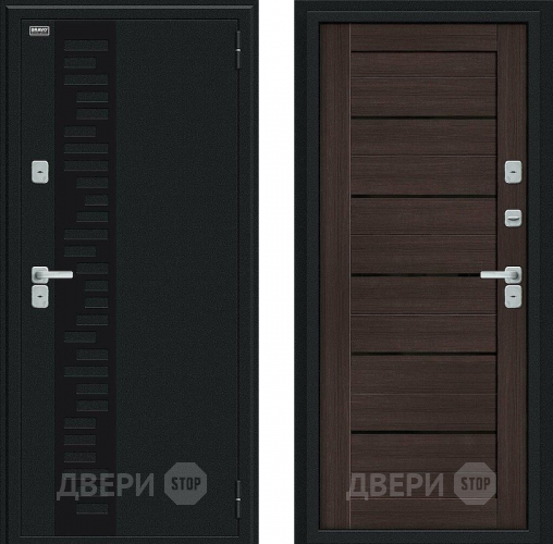 Дверь Bravo Thermo Техно Декор Букле черное/Wenge Veralinga в Домодедово