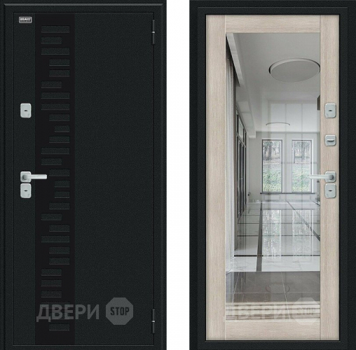 Входная металлическая Дверь Bravo Thermo Флэш Декор Букле черное/Cappuccino Veralinga в Домодедово