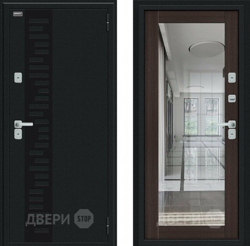 Входная металлическая Дверь Bravo Thermo Флэш Декор Букле черное/Wenge Veralinga в Домодедово