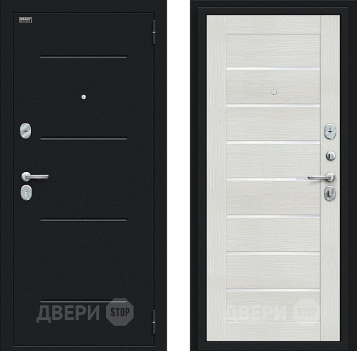 Дверь Bravo Техно Букле черное/Bianco Veralinga в Домодедово