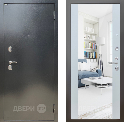 Дверь Шелтер (SHELTER) Стандарт 13 с зеркалом Белый матовый в Домодедово
