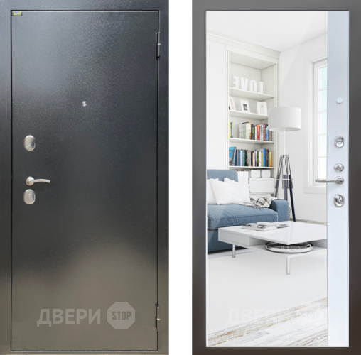 Дверь Шелтер (SHELTER) Стандарт 14 с зеркалом Белый матовый в Домодедово