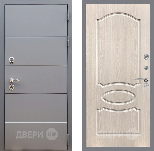 Входная металлическая Дверь Стоп АРТ ГРАФИТ ФЛ-128 Беленый дуб в Домодедово