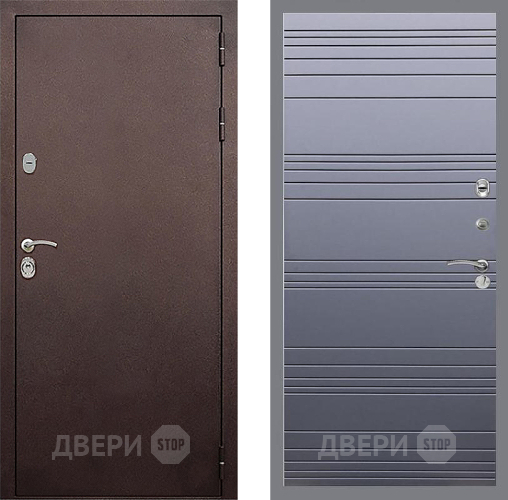 Входная металлическая Дверь Стоп КЛАССИК Медь Лайн Силк титан в Домодедово