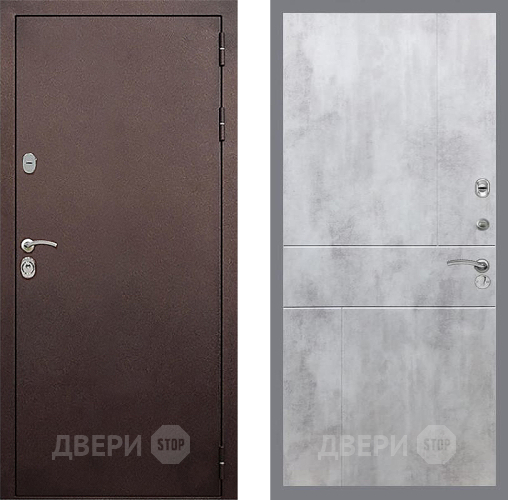 Входная металлическая Дверь Стоп КЛАССИК Медь ФЛ-290 Бетон светлый в Домодедово
