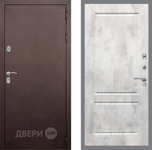 Входная металлическая Дверь Стоп КЛАССИК Медь ФЛ-117 Бетон светлый в Домодедово