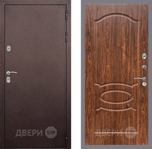 Входная металлическая Дверь Стоп КЛАССИК Медь ФЛ-128 орех тисненый в Домодедово