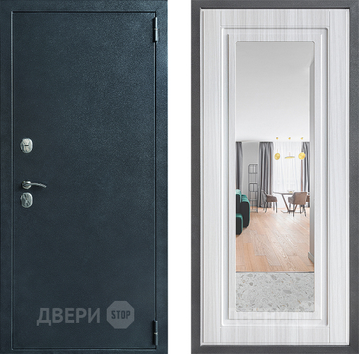 Входная металлическая Дверь Дверной континент ДК-70 Дизайн ФЛЗ Зеркало Сандал белый в Домодедово