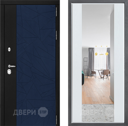 Входная металлическая Дверь Дверной континент ДК-9 ФЛЗ-1 Зеркало Белое дерево в Домодедово