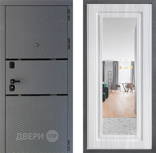 Дверь Дверной континент Диамант Дизайн ФЛЗ Зеркало Сандал белый в Домодедово