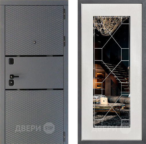 Дверь Дверной континент Диамант Дизайн ФЛ-Тиффани Зеркало Белое дерево в Домодедово