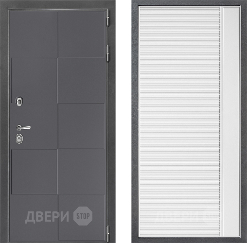 Входная металлическая Дверь Дверной континент ДК-3/606 ФЛ-757 Белое Стекло Софт милк в Домодедово