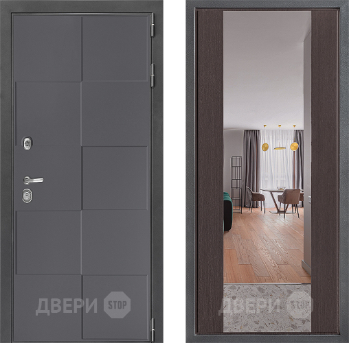 Входная металлическая Дверь Дверной континент ДК-3/606 ФЛЗ-1 Зеркало Венге в Домодедово