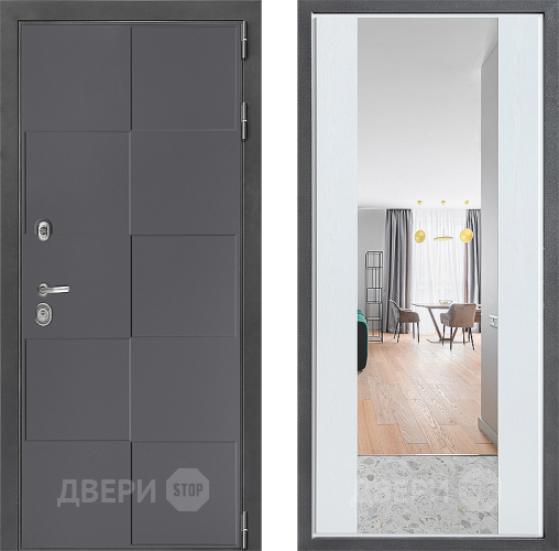 Дверь Дверной континент ДК-3/606 ФЛЗ-1 Зеркало Белое дерево в Домодедово