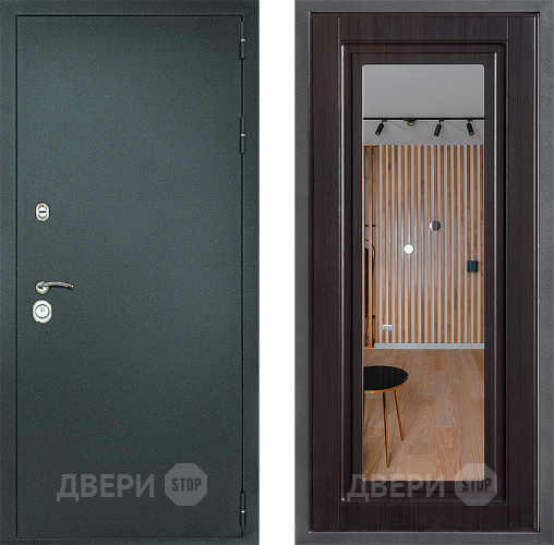 Дверь Дверной континент Рубикон Серебро Дизайн ФЛЗ Зеркало Венге в Домодедово