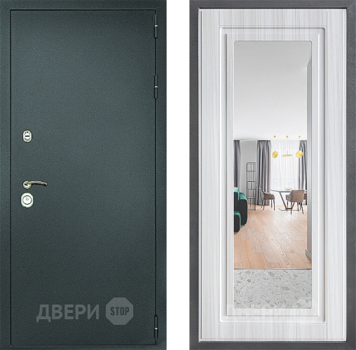 Дверь Дверной континент Рубикон Серебро Дизайн ФЛЗ Зеркало Сандал белый в Домодедово