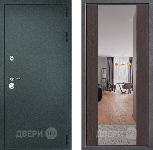 Входная металлическая Дверь Дверной континент Рубикон Серебро Дизайн ФЛЗ-1 Зеркало Венге в Домодедово