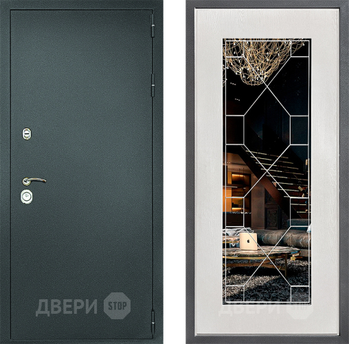 Дверь Дверной континент Рубикон Серебро Дизайн ФЛ-Тиффани Зеркало Белое дерево в Домодедово