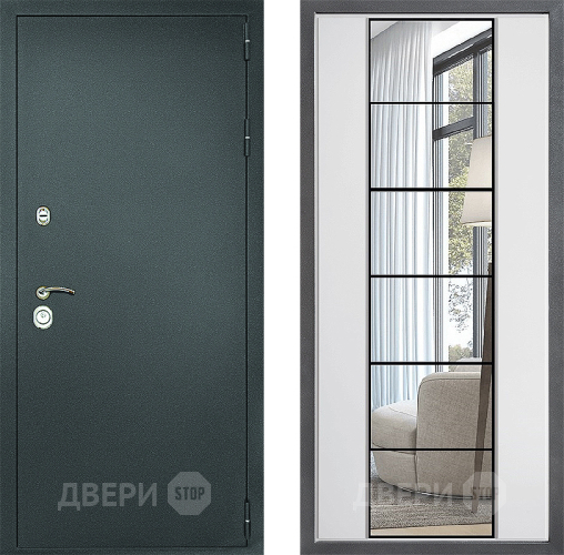 Дверь Дверной континент Рубикон Серебро Дизайн ФЛЗ-2 Зеркало Белый софт в Домодедово