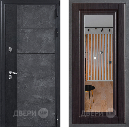 Дверь Дверной континент ДК-15 Бетон ТЕРМО ФЛЗ Зеркало Венге в Домодедово