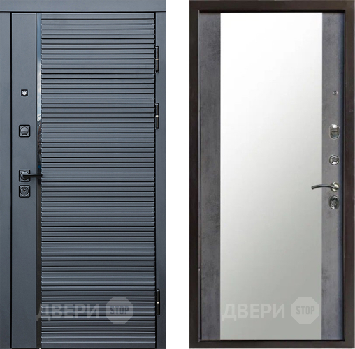 Дверь Престиж Черная Линия Зеркало Бетон темный в Домодедово
