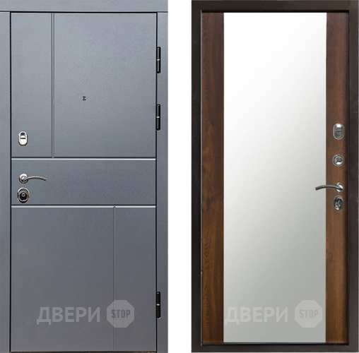 Входная металлическая Дверь Престиж Горизонт Грэй Зеркало Дуб в Домодедово