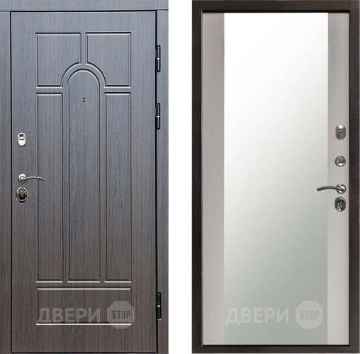 Входная металлическая Дверь Престиж Арка Зеркало Лиственница белая в Домодедово
