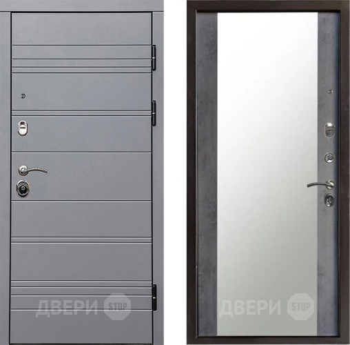 Входная металлическая Дверь Престиж Линия Грэй Зеркало Бетон темный в Домодедово