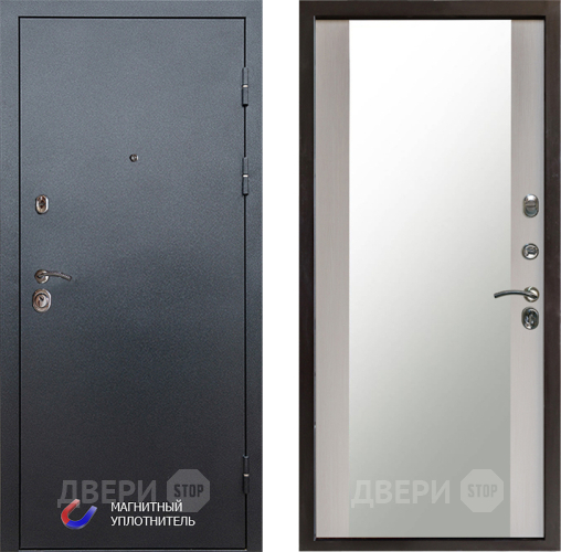 Входная металлическая Дверь Престиж Графит Зеркало Лиственница белая в Домодедово