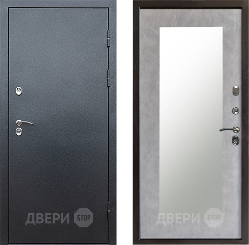 Входная металлическая Дверь Престиж TERMO с терморазрывом Снегирь Серебро Зеркало пастораль Бетон светлый в Домодедово
