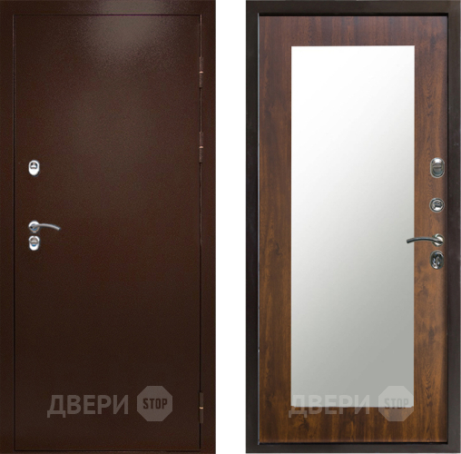 Входная металлическая Дверь Престиж TERMO с терморазрывом Снегирь Медь Зеркало пастораль Дуб в Домодедово
