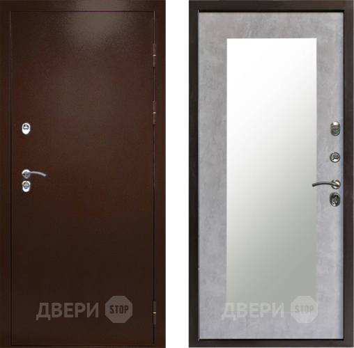 Входная металлическая Дверь Престиж TERMO с терморазрывом Снегирь Медь Зеркало пастораль Бетон светлый в Домодедово