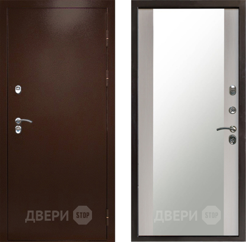 Входная металлическая Дверь Престиж TERMO с терморазрывом Снегирь Медь Зеркало Лиственница белая в Домодедово