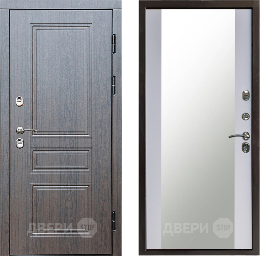 Входная металлическая Дверь Престиж TERMO с терморазрывом Классика Зеркало Белый софт в Домодедово