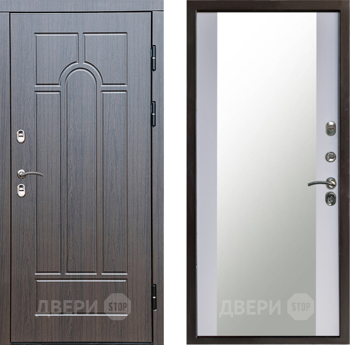 Входная металлическая Дверь Престиж TERMO с терморазрывом Арка Зеркало Белый софт в Домодедово