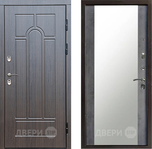 Входная металлическая Дверь Престиж TERMO с терморазрывом Арка Зеркало Бетон темный в Домодедово