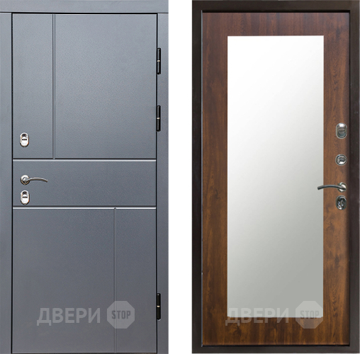 Входная металлическая Дверь Престиж TERMO с терморазрывом Горизонт Грэй Зеркало пастораль Дуб в Домодедово