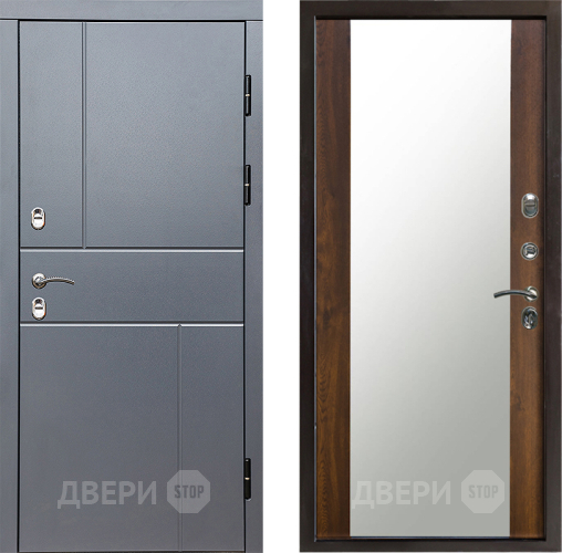 Входная металлическая Дверь Престиж TERMO с терморазрывом Горизонт Грэй Зеркало Дуб в Домодедово