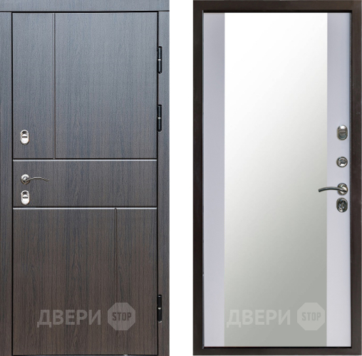 Входная металлическая Дверь Престиж TERMO с терморазрывом Горизонт Венге Зеркало Белый софт в Домодедово