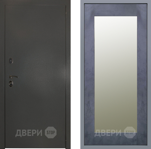 Дверь Заводские двери Эталон 3к антик серебро Зеркало Модерн Бетон темный в Домодедово