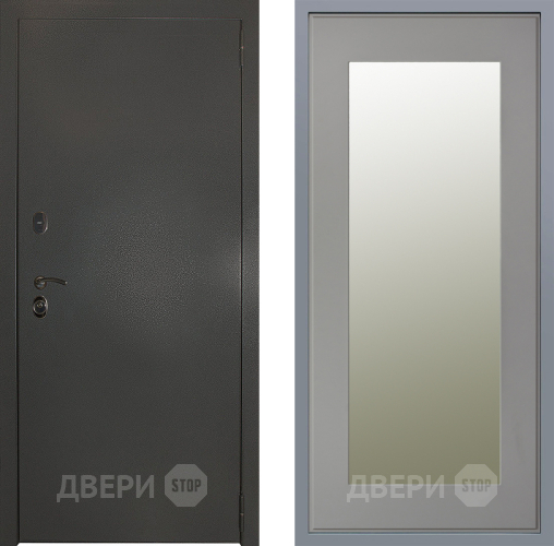 Дверь Заводские двери Эталон 3к антик серебро Зеркало Модерн Грей софт в Домодедово