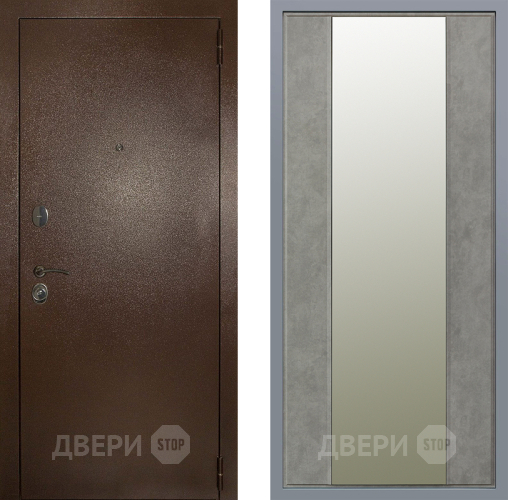 Дверь Заводские двери Эталон 3к антик медь Зеркало Макси Бетон темный в Домодедово