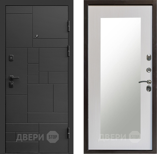 Входная металлическая Дверь Престиж Kvadro Зеркло Пастораль Лиственница белая в Домодедово