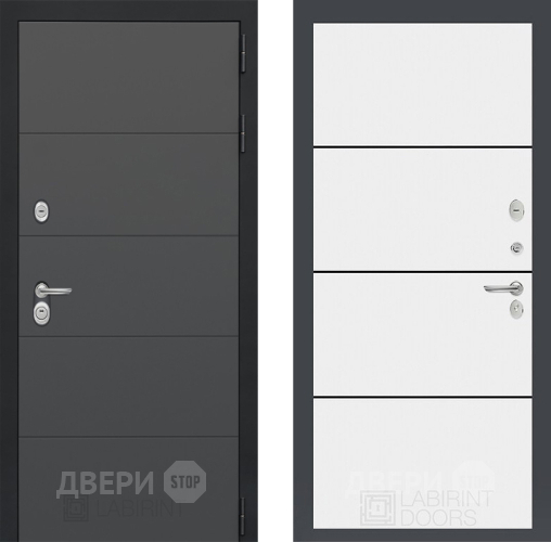 Входная металлическая Дверь Лабиринт (LABIRINT) Art 25 Белый софт в Домодедово