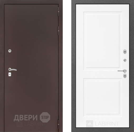 Дверь Лабиринт (LABIRINT) Classic антик медь 11 Белый софт в Домодедово